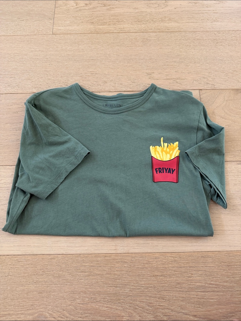 CrewCuts Olive 'Friyay' French Fry Pocket Tee, XXL (15/16)